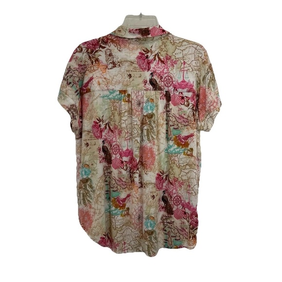 NWOT Jane Delancey Colorful Map Print Button-Up Shirt - Picture 2 of 6